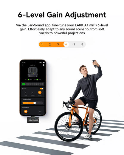 Hollyland LARK A1 USB-C Wireless Microphone for iPhone & Android - 45kHz/24Bit, Magnetic Mini Mic for Podcasting and Vlogging
