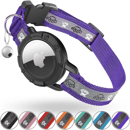 Smart Airtag Cat Collar with Integrated Safety Elastic Tracker - Fully Adjustable, Waterproof, Perfect Gift for Cat Fathers