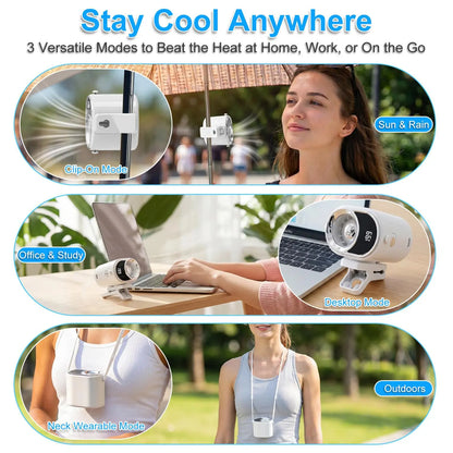 PADOX Clip-On Car Fan with LED Display, 360° Rotating Turbo Fan, 4-Speed Rechargeable Personal Cooling Fan, 1800Mah Battery, Type-C Charging for Car, Desk & Travel #Summerwins #Dealsforyoudays #Summerwins