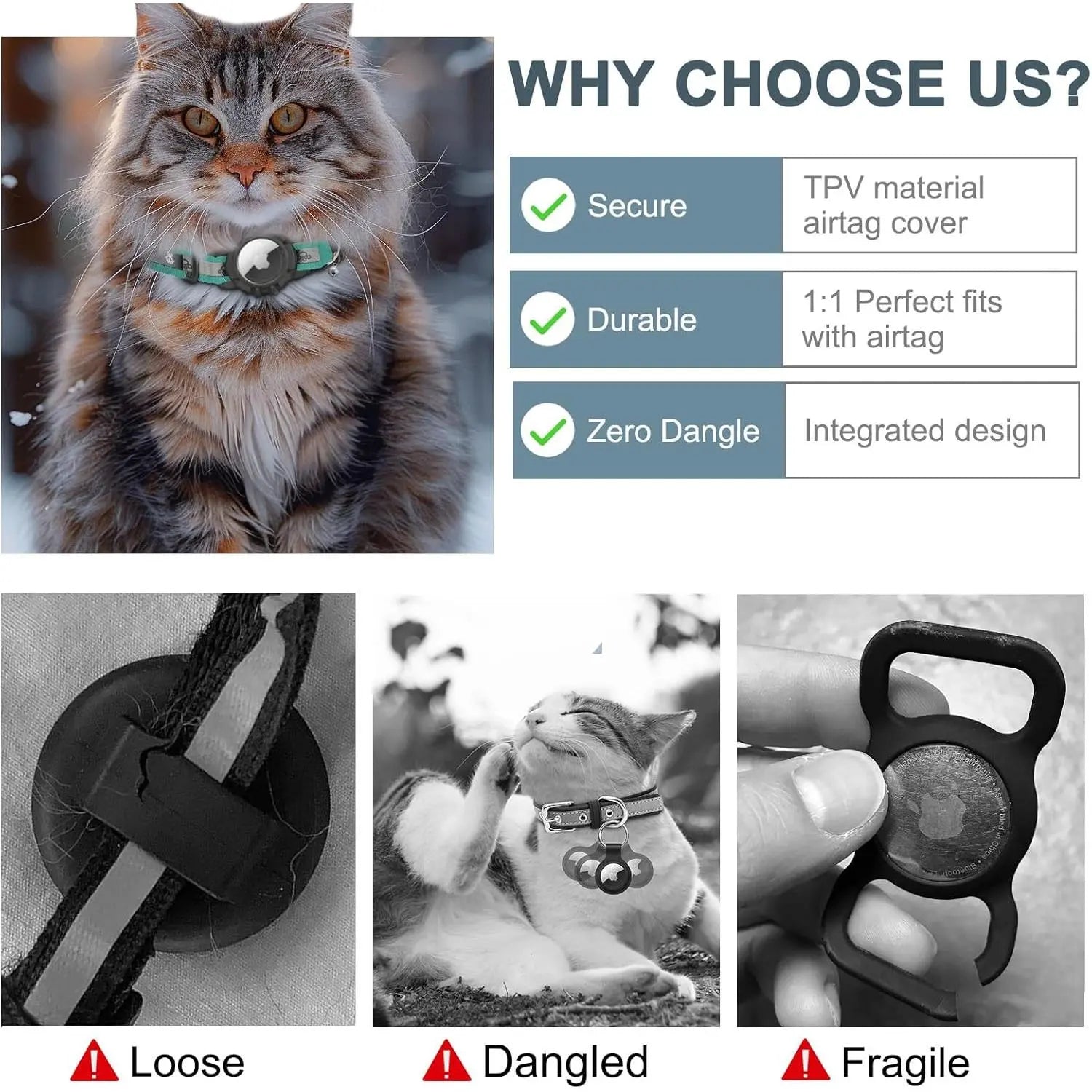 Smart Airtag Cat Collar with Integrated Safety Elastic Tracker - Fully Adjustable, Waterproof, Perfect Gift for Cat Fathers