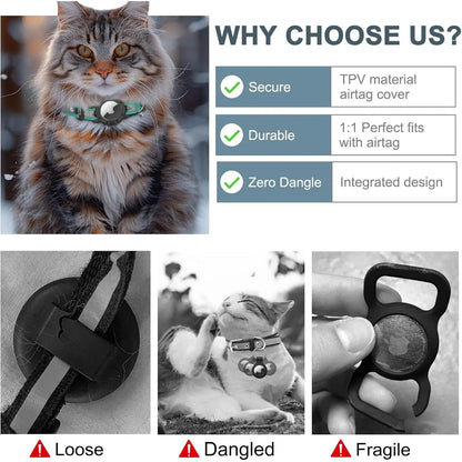 Smart Airtag Cat Collar with Integrated Safety Elastic Tracker - Fully Adjustable, Waterproof, Perfect Gift for Cat Fathers