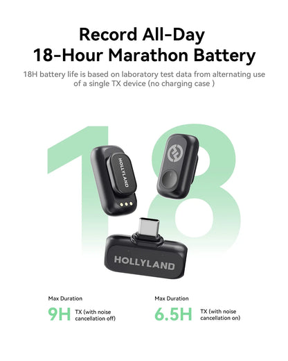 Hollyland LARK A1 USB-C Wireless Microphone for iPhone & Android - 45kHz/24Bit, Magnetic Mini Mic for Podcasting and Vlogging