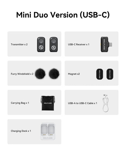 Hollyland LARK A1 USB-C Wireless Microphone for iPhone & Android - 45kHz/24Bit, Magnetic Mini Mic for Podcasting and Vlogging