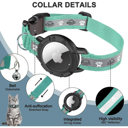 Smart Airtag Cat Collar with Integrated Safety Elastic Tracker - Fully Adjustable, Waterproof, Perfect Gift for Cat Fathers