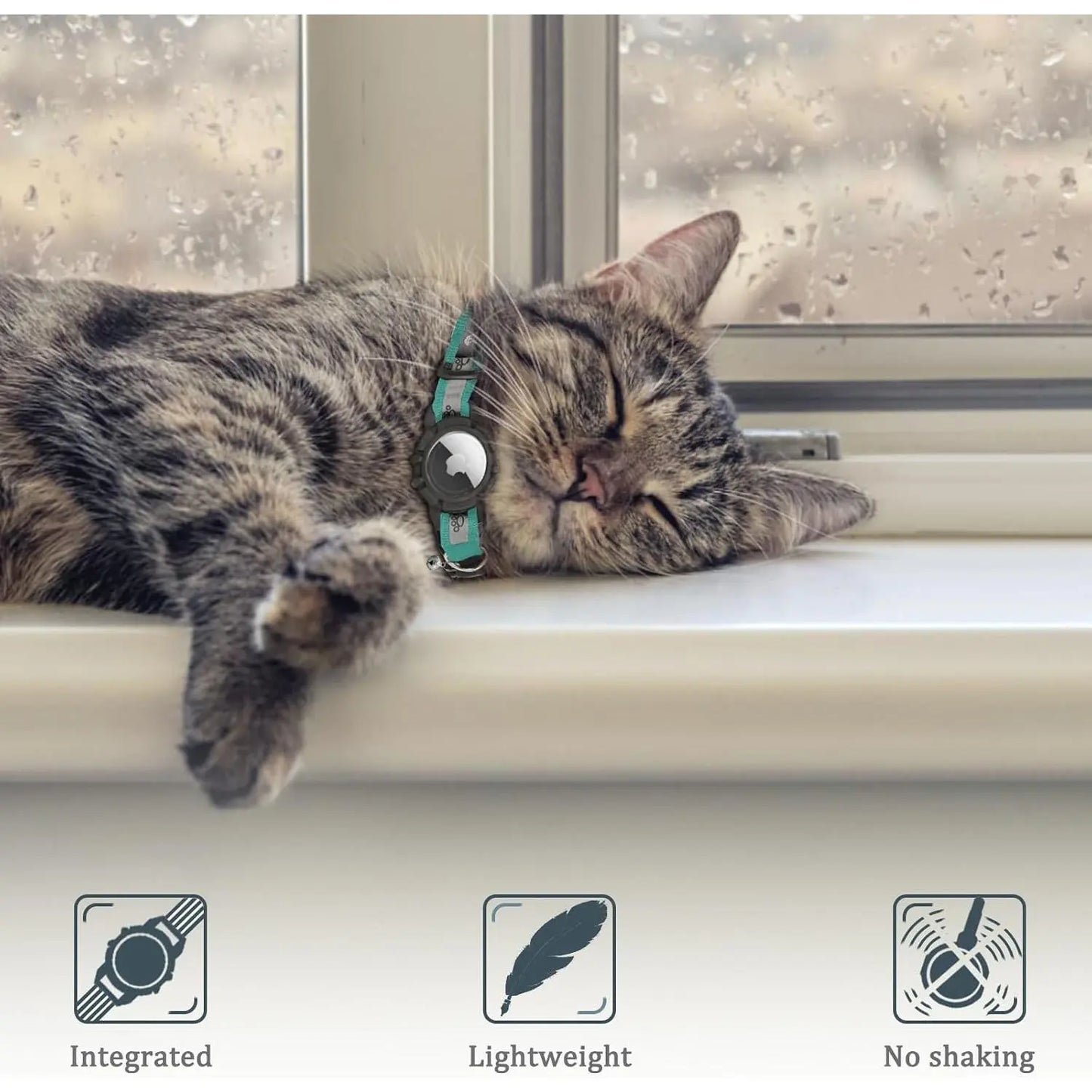 Smart Airtag Cat Collar with Integrated Safety Elastic Tracker - Fully Adjustable, Waterproof, Perfect Gift for Cat Fathers
