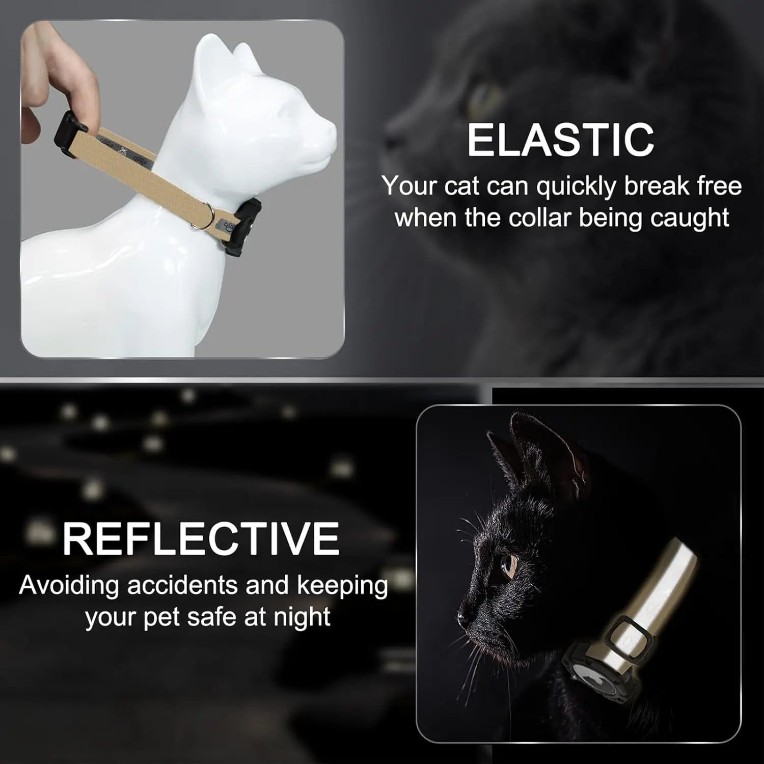 Smart Airtag Cat Collar with Integrated Safety Elastic Tracker - Fully Adjustable, Waterproof, Perfect Gift for Cat Fathers
