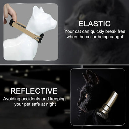 Smart Airtag Cat Collar with Integrated Safety Elastic Tracker - Fully Adjustable, Waterproof, Perfect Gift for Cat Fathers