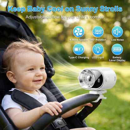 PADOX Clip-On Car Fan with LED Display, 360° Rotating Turbo Fan, 4-Speed Rechargeable Personal Cooling Fan, 1800Mah Battery, Type-C Charging for Car, Desk & Travel #Summerwins #Dealsforyoudays #Summerwins