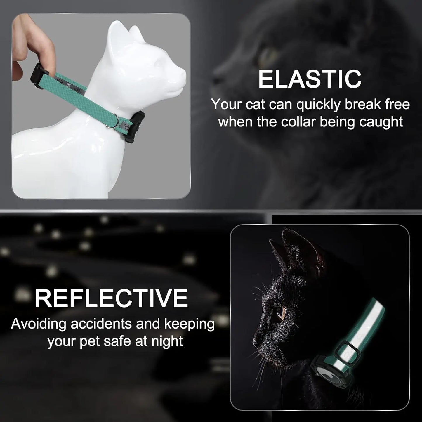 Smart Airtag Cat Collar with Integrated Safety Elastic Tracker - Fully Adjustable, Waterproof, Perfect Gift for Cat Fathers