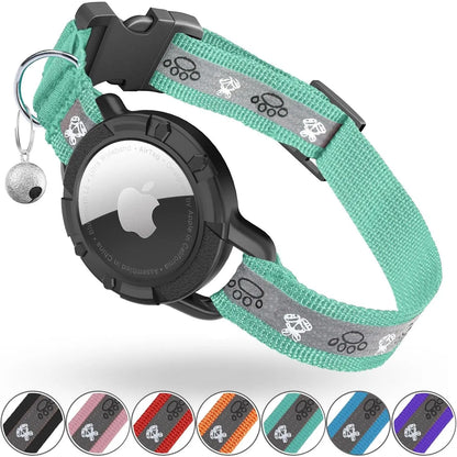 Smart Airtag Cat Collar with Integrated Safety Elastic Tracker - Fully Adjustable, Waterproof, Perfect Gift for Cat Fathers