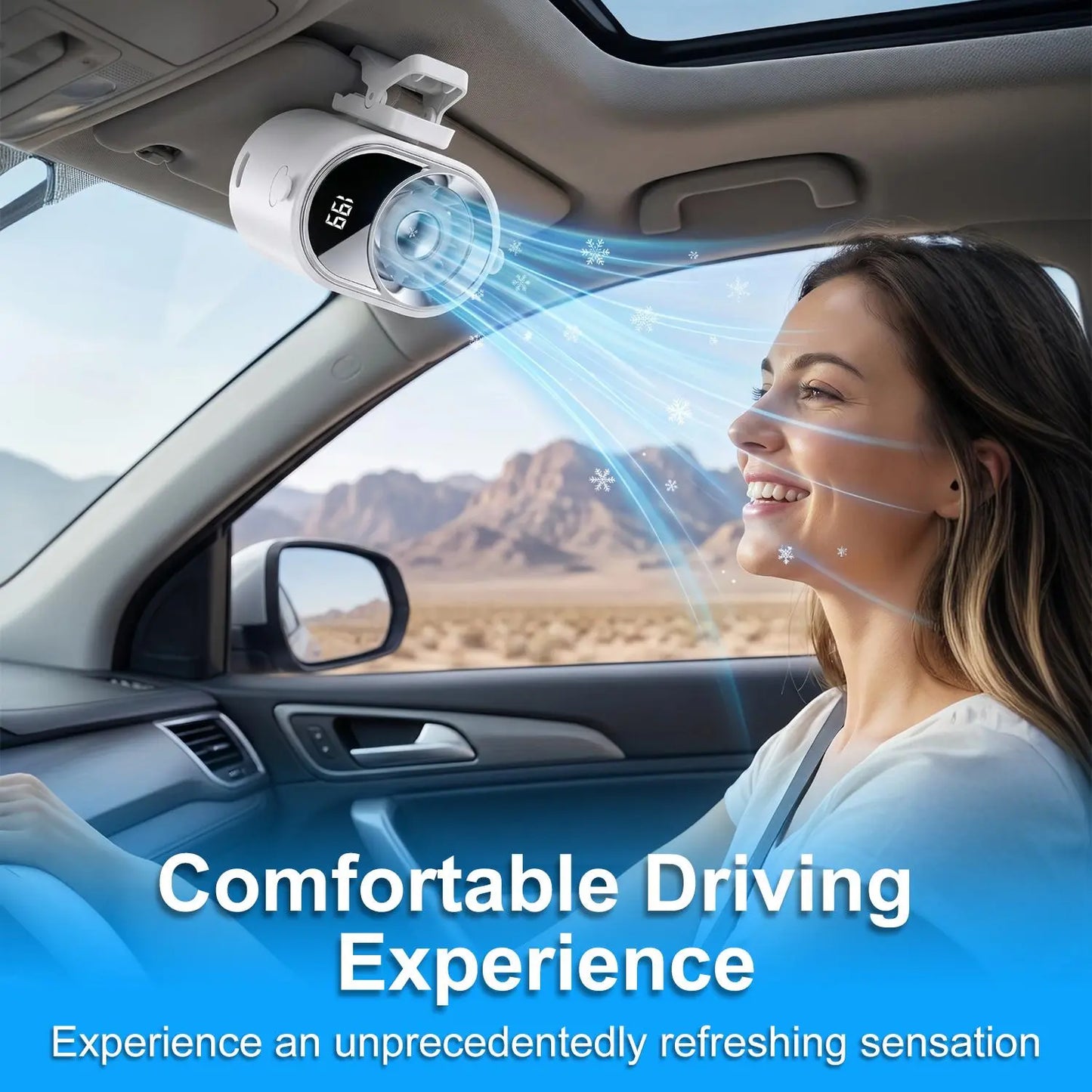 PADOX Clip-On Car Fan with LED Display, 360° Rotating Turbo Fan, 4-Speed Rechargeable Personal Cooling Fan, 1800Mah Battery, Type-C Charging for Car, Desk & Travel #Summerwins #Dealsforyoudays #Summerwins